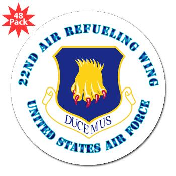 22ARW - M01 - 01 - 22nd Air Refueling Wing with Text - 3" Lapel Sticker (48 pk)