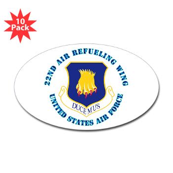 22ARW - M01 - 01 - 22nd Air Refueling Wing with Text - Sticker (Oval 10 pk)