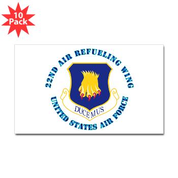 22ARW - M01 - 01 - 22nd Air Refueling Wing with Text - Sticker (Rectangle 10 pk)