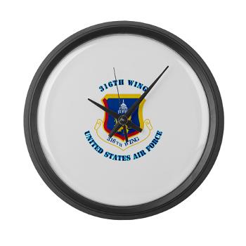 36W - M01 - 03 - 36th Wing with Text - Large Wall Clock